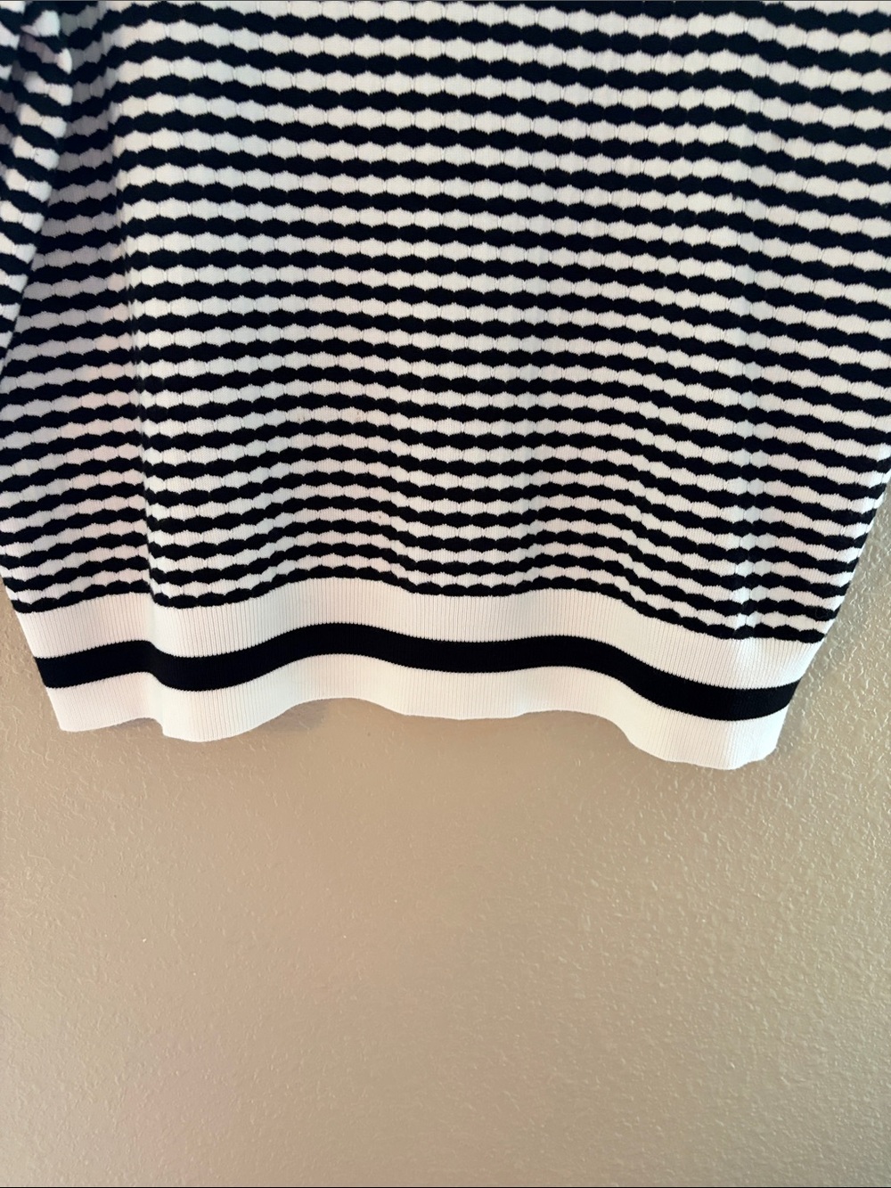 Adrianna Papell Black and White Striped Short-Sleeve Knit Top - Picture 6 of 11